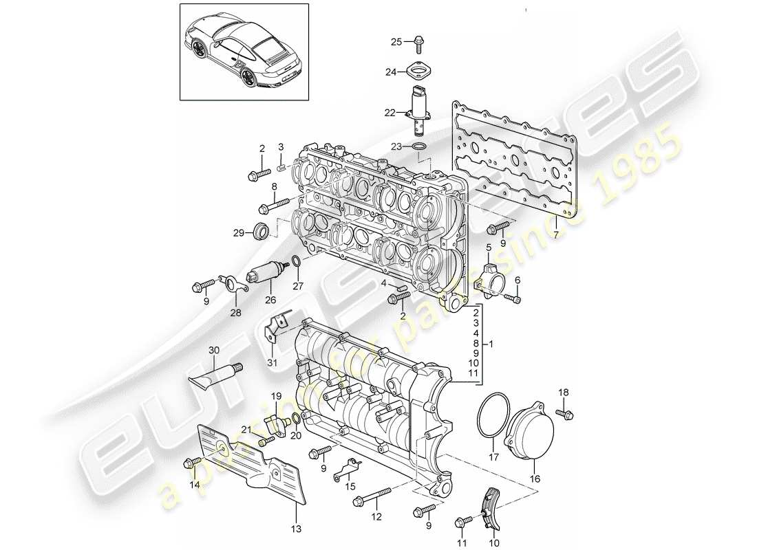 Porsche 911 T/GT2RS (2013) NOCKENWELLENGEHÄUSE Teildiagramm