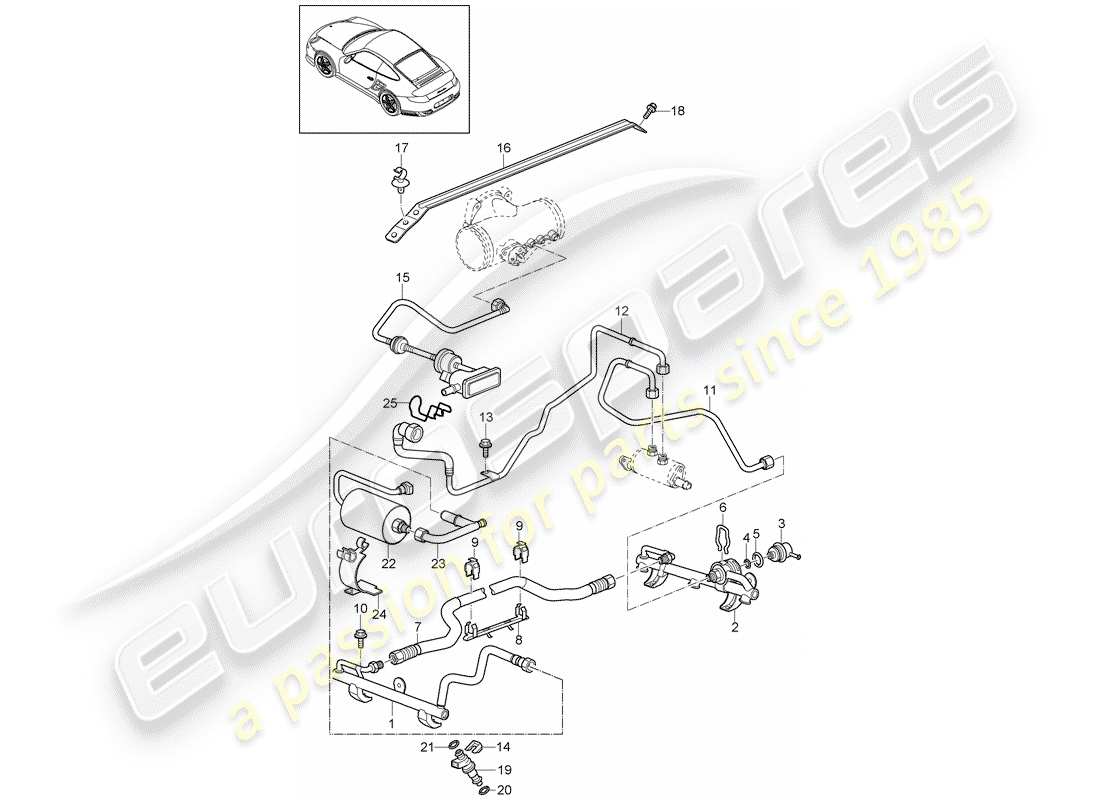Porsche 911 T/GT2RS (2013) Kraftstoffsammelrohr Teildiagramm