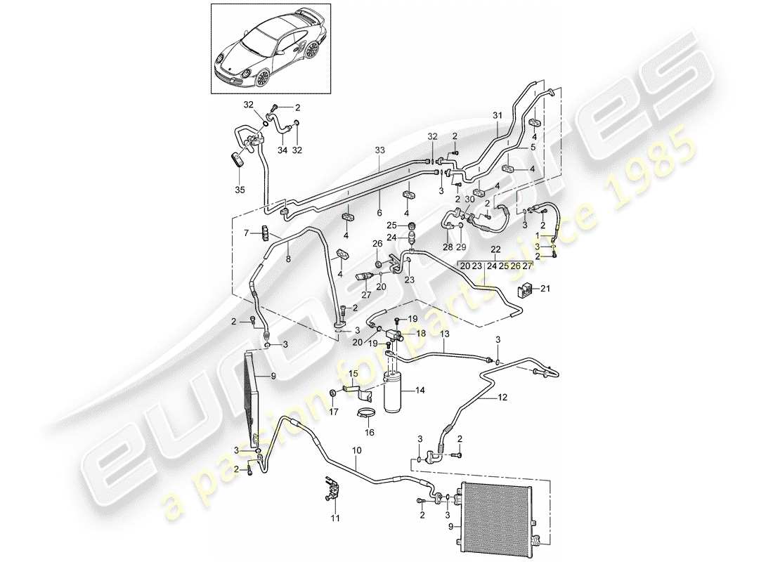 Porsche 911 T/GT2RS (2013) Kältemittelkreislauf Teildiagramm