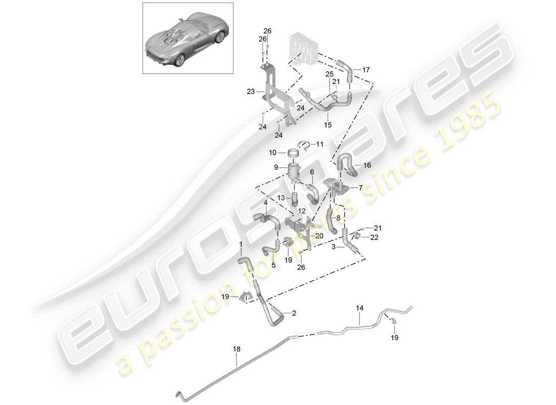 Porsche 918 Spyder (2015) Heizung Teilediagramm