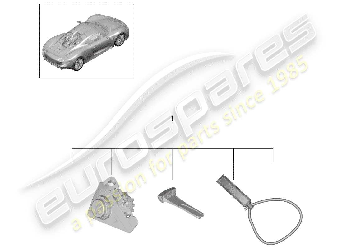Porsche 918 Spyder (2015) Satz Schlösser Teilediagramm