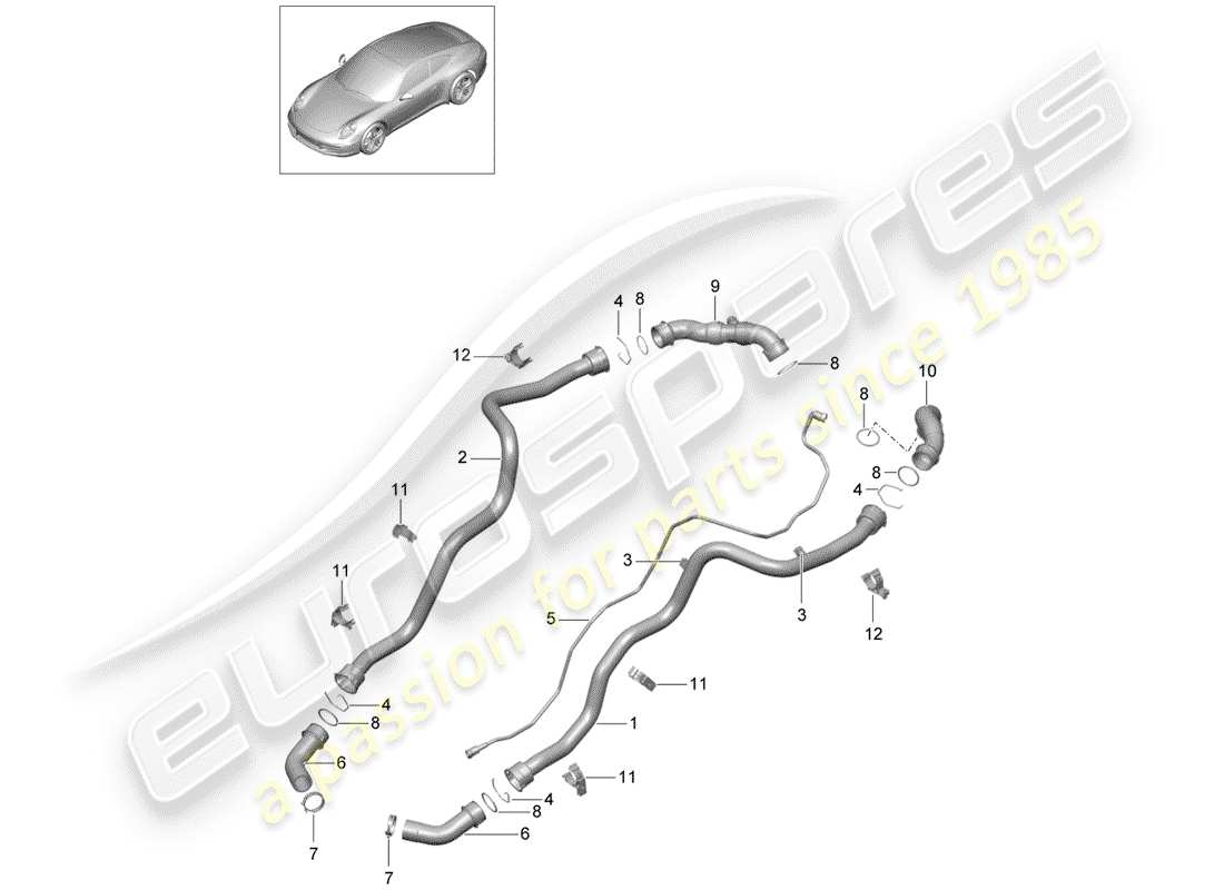Porsche 991 (2014) Wasserkühlung 1 Teildiagramm