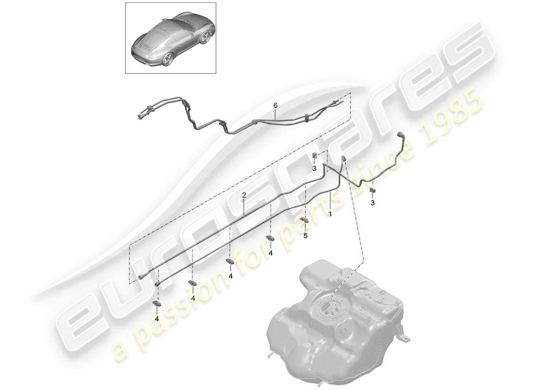 Porsche 991 (2014) Kraftstoffsystem Teildiagramm
