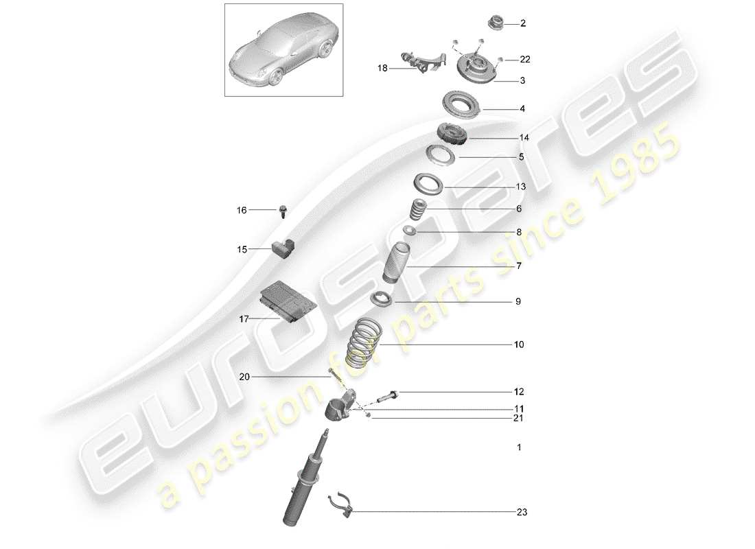 Porsche 991 (2014) STOSSDÄMPFER Teildiagramm