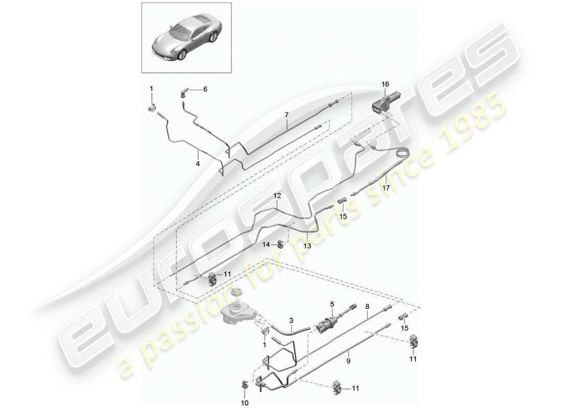 Porsche 991 (2014) hydraulische Kupplung Teildiagramm
