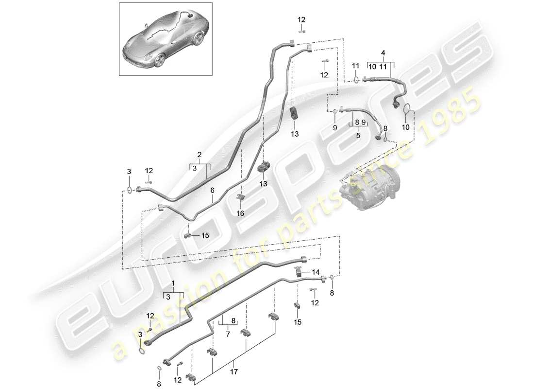 Porsche 991 (2014) Kältemittelkreislauf Teildiagramm