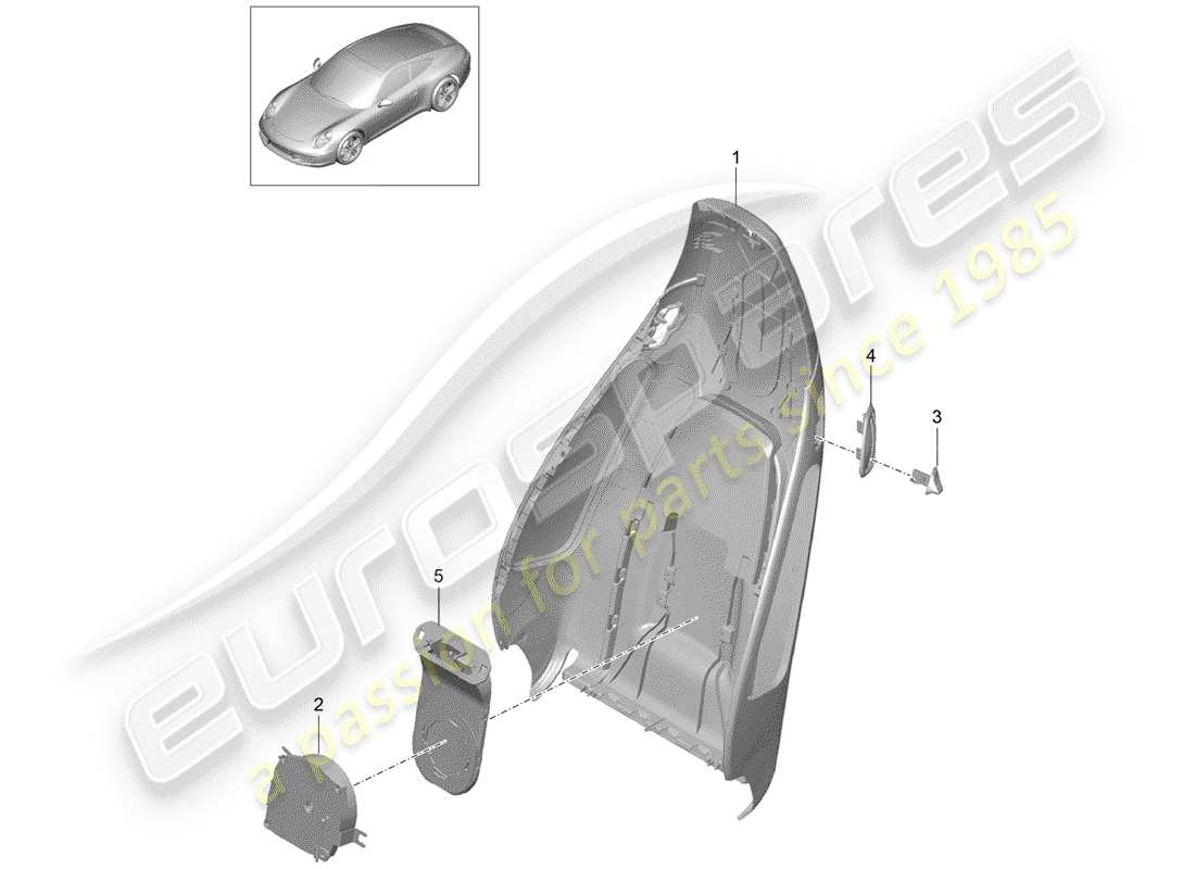 Porsche 991 (2014) Rückenlehnenschale Teildiagramm