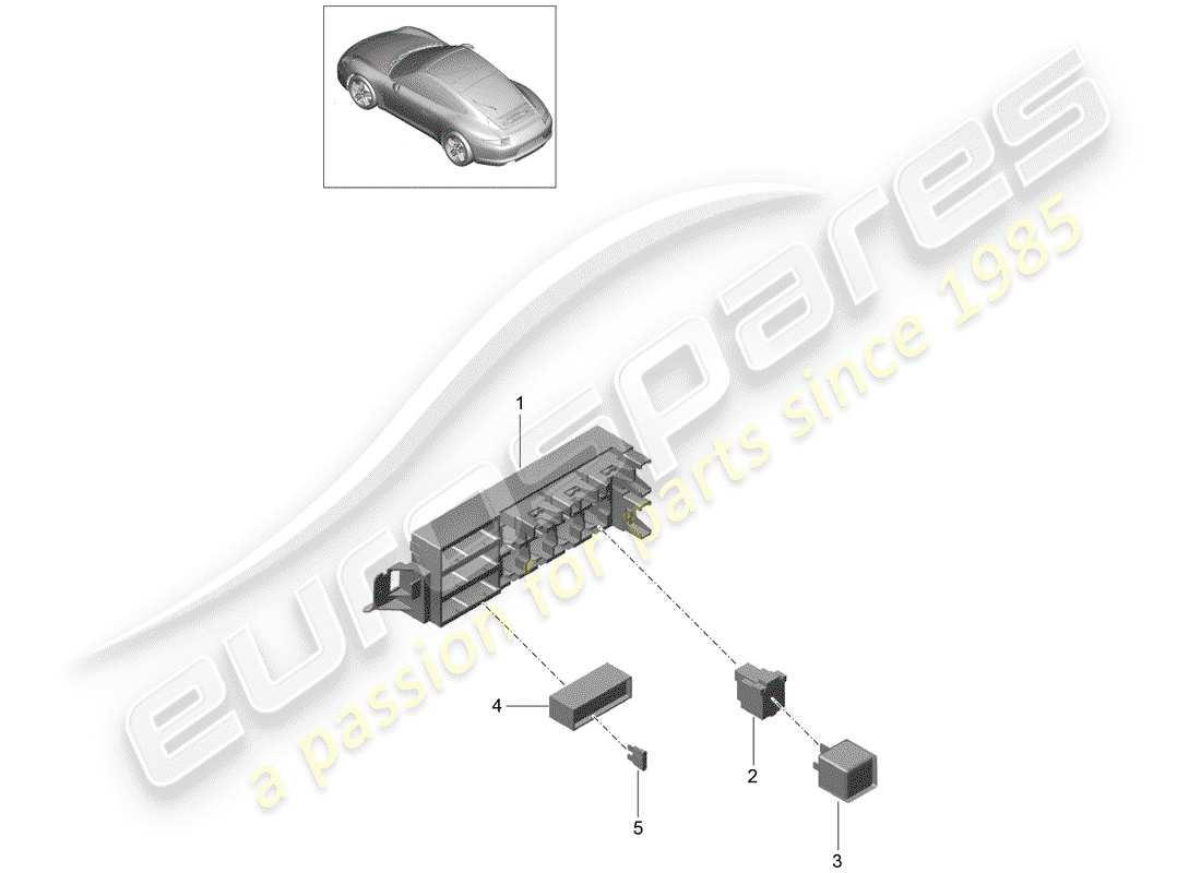 Porsche 991 (2014) Sicherungskasten/Relaisplatte Teildiagramm