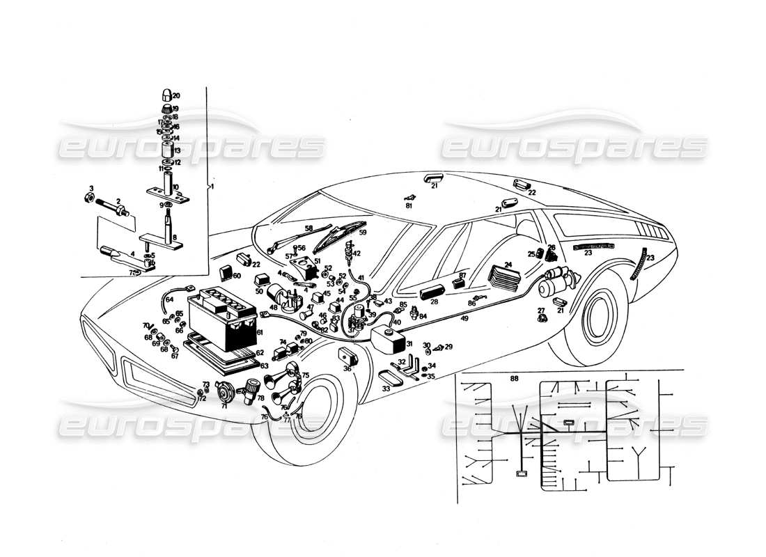 Maserati Bora Elektrische Ausrüstung Teilediagramm