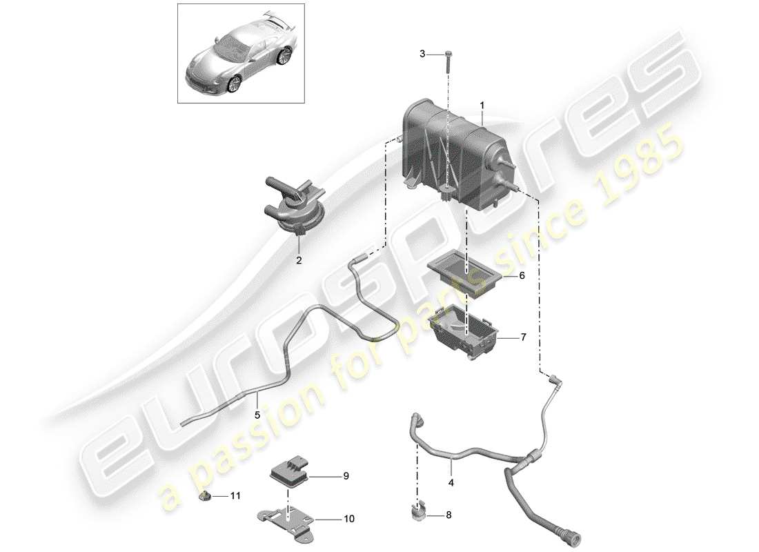 Porsche 991R/GT3/RS (2014) Verdunstungsemissionsbehälter Teildiagramm
