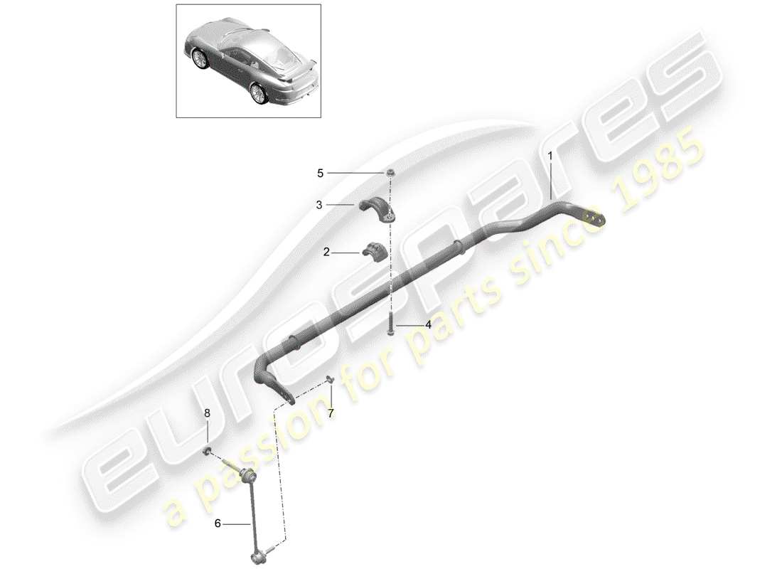 Porsche 991R/GT3/RS (2014) Stabilisator Teilediagramm