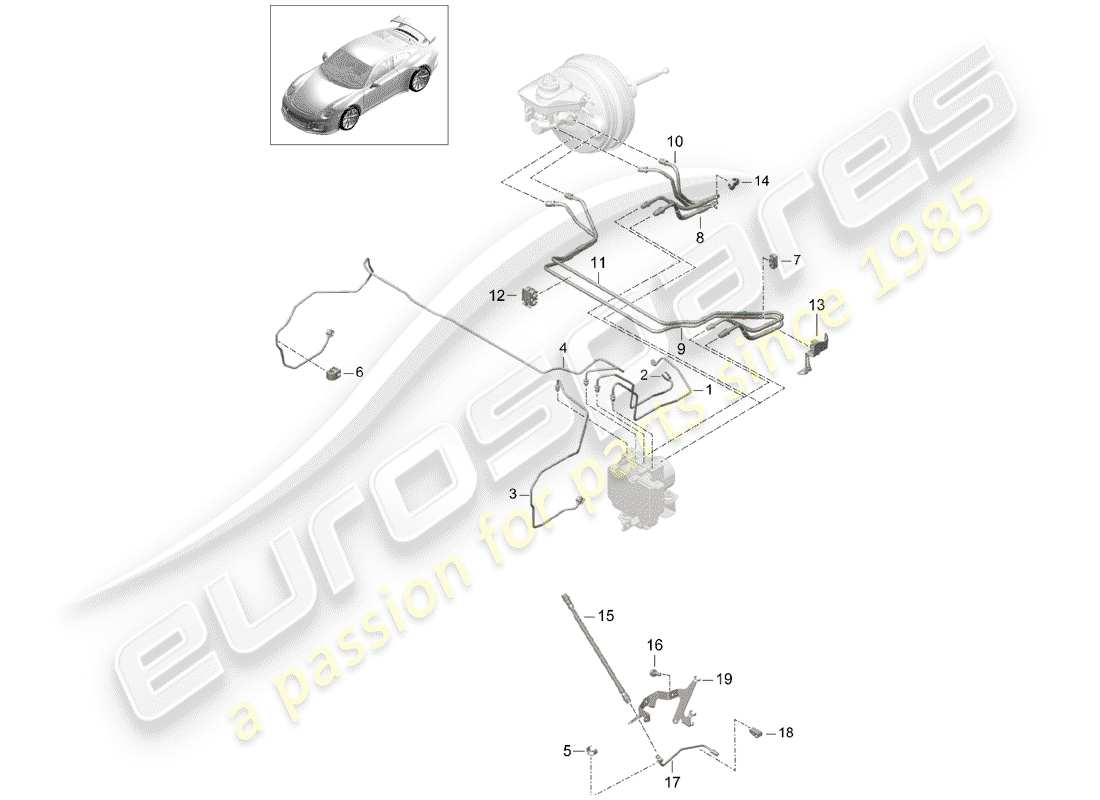 Porsche 991R/GT3/RS (2014) BREMSLEITUNG Teildiagramm