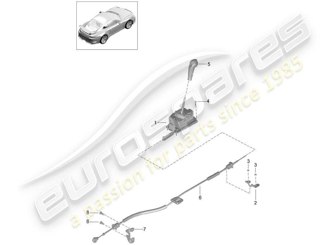 Porsche 991R/GT3/RS (2014) Wählhebel Teildiagramm