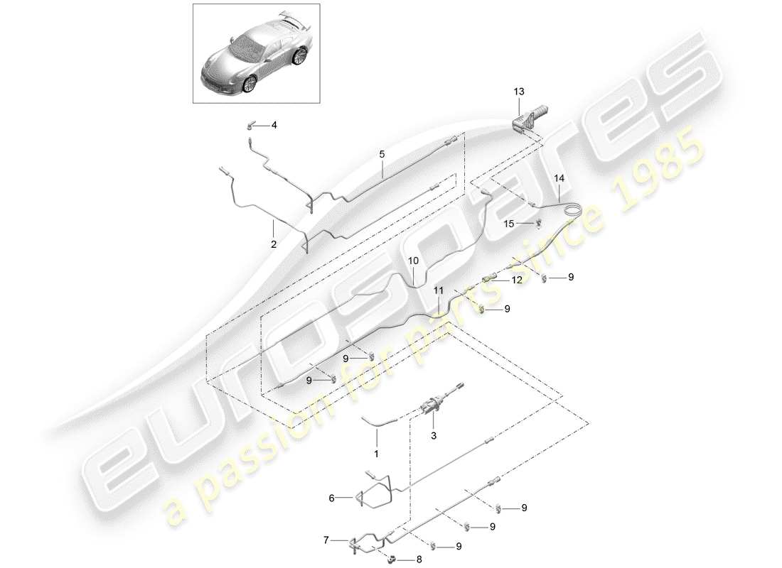 Porsche 991R/GT3/RS (2014) hydraulische Kupplung Teildiagramm