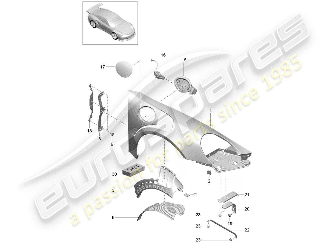 Porsche 991R/GT3/RS (2014) FENDER Teildiagramm