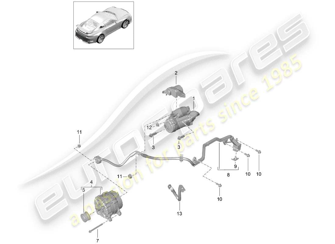Porsche 991R/GT3/RS (2014) ANLASSER Teildiagramm