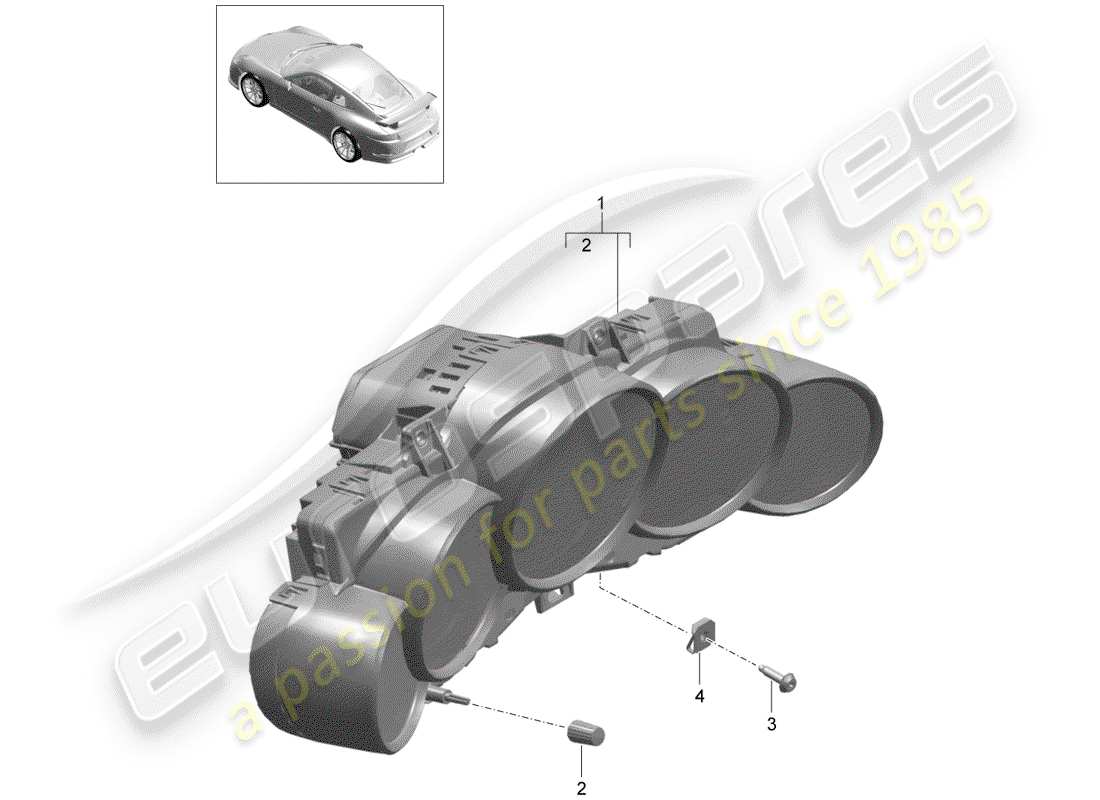 Porsche 991R/GT3/RS (2014) Kombiinstrument Teildiagramm