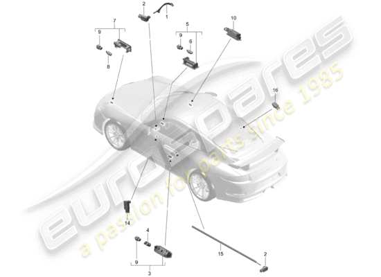a part diagram from the Porsche 991R/GT3/RS (2018) parts catalogue