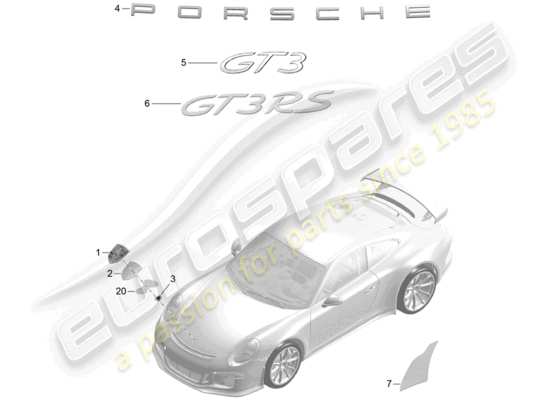 a part diagram from the Porsche 991R/GT3/RS (2019) parts catalogue