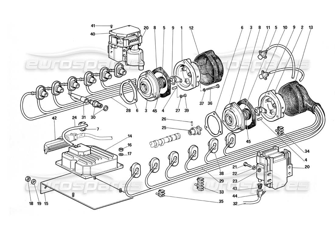 Ferrari Testarossa (1987) Motorzündung Teilediagramm