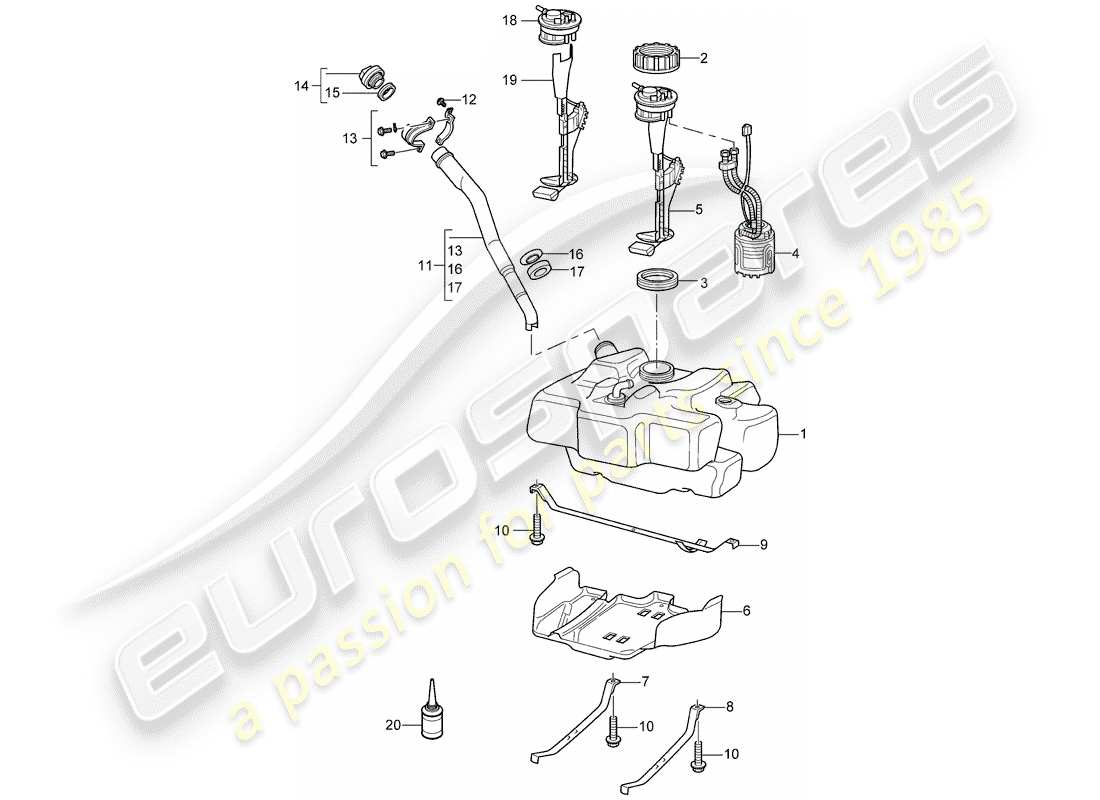 Porsche 997 (2006) Treibstofftank Teildiagramm