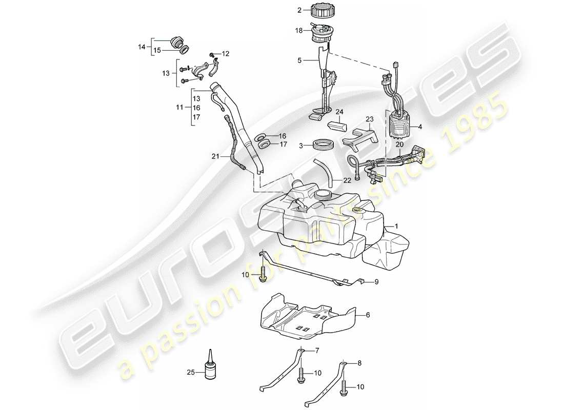 Porsche 997 (2006) Treibstofftank Teildiagramm