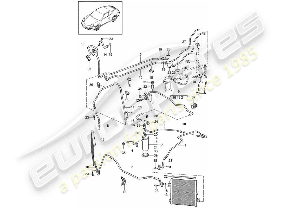 Porsche 997 (2006) Kältemittelkreislauf Teildiagramm