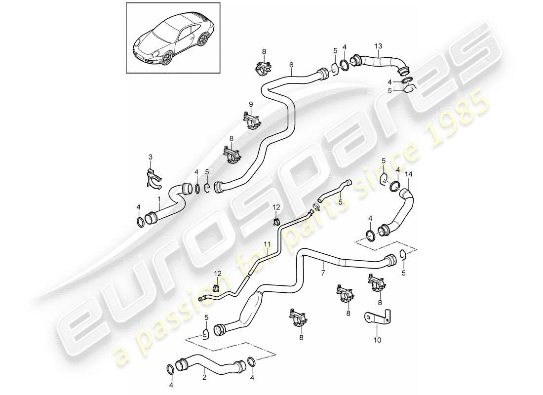 Porsche 997 Gen. 2 (2011) Wasserkühlung 1 Teildiagramm