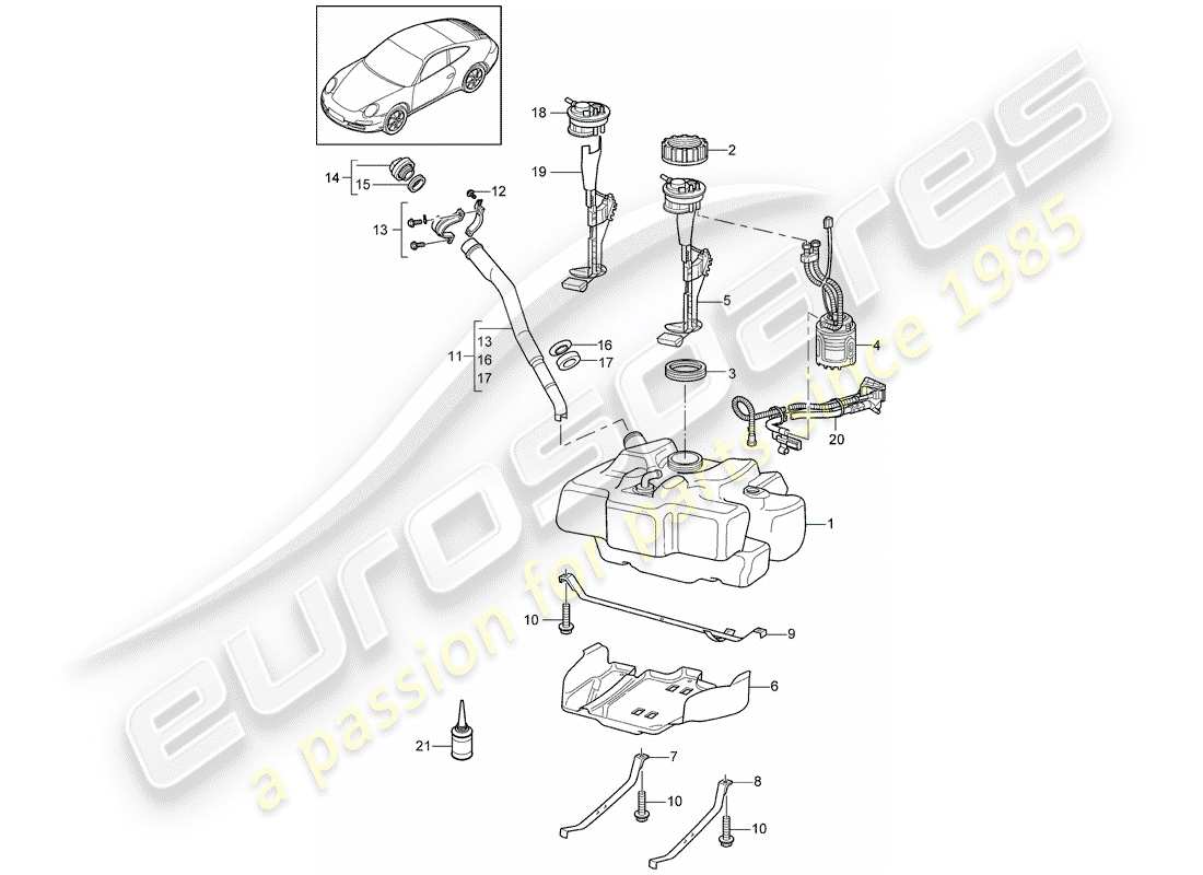Porsche 997 Gen. 2 (2011) Treibstofftank Teildiagramm