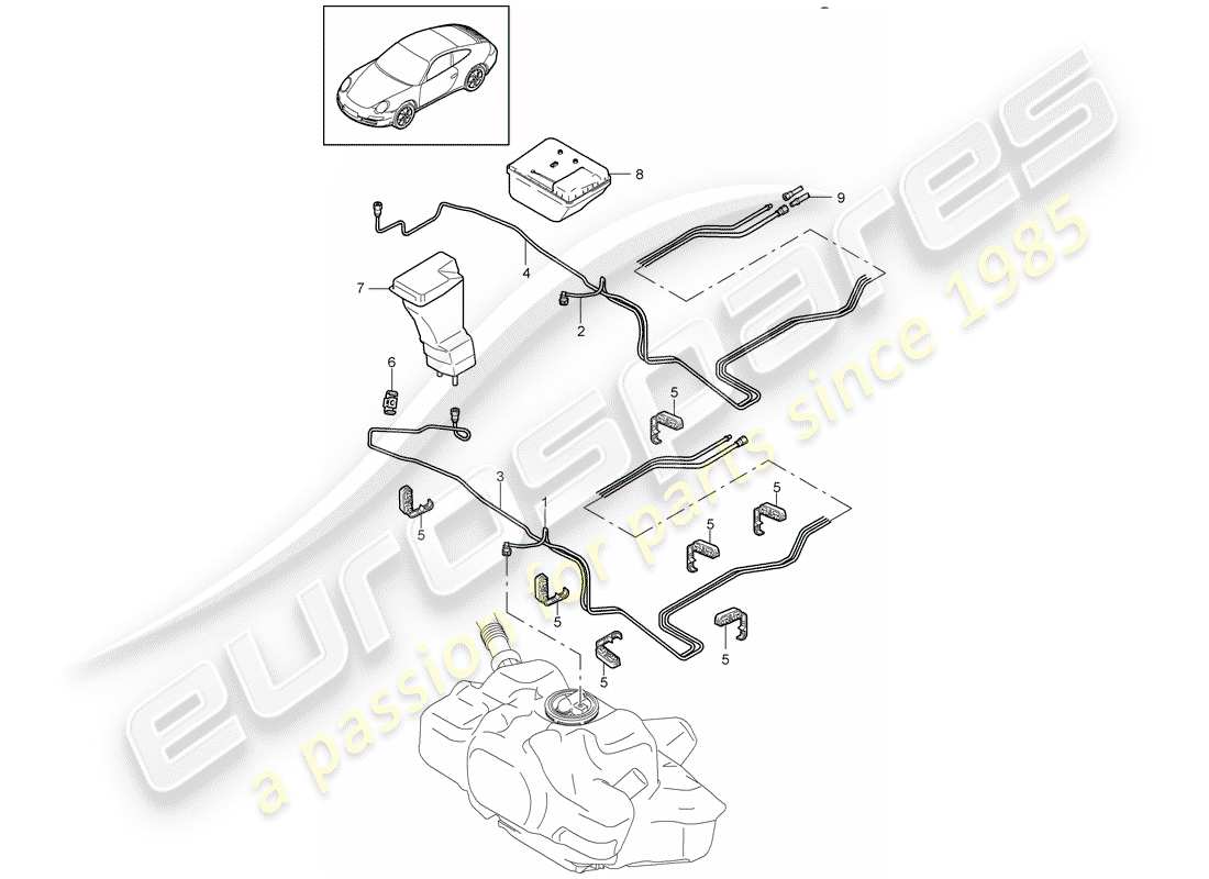 Porsche 997 Gen. 2 (2011) Kraftstoffsystem Teildiagramm