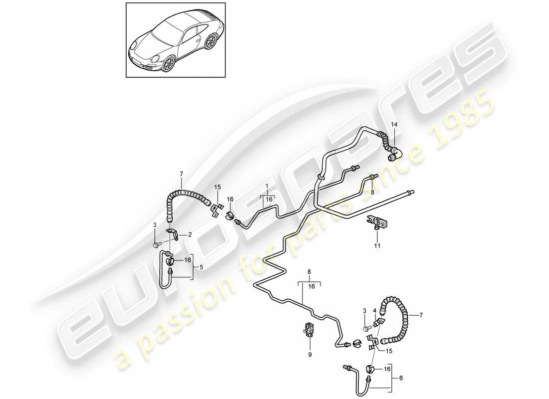 Porsche 997 Gen. 2 (2011) BREMSLEITUNG Teildiagramm