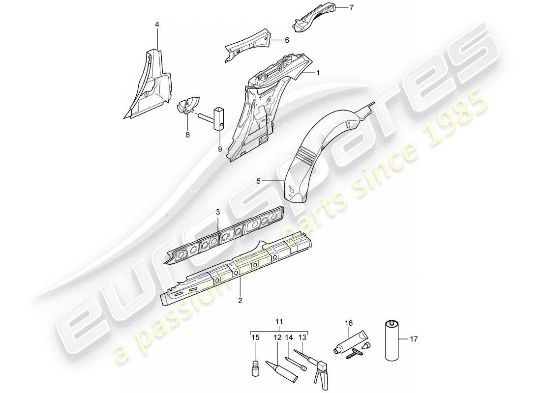 Porsche 997 Gen. 2 (2011) SEITENVERKLEIDUNG Teildiagramm