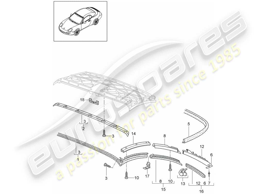 Porsche 997 Gen. 2 (2011) Cabrioverdeck Teildiagramm