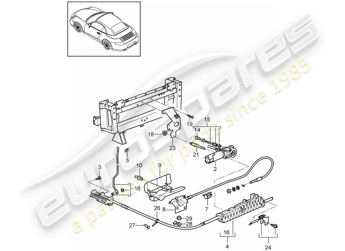 Porsche 997 Gen. 2 (2011) Antriebsmechanismus Teildiagramm