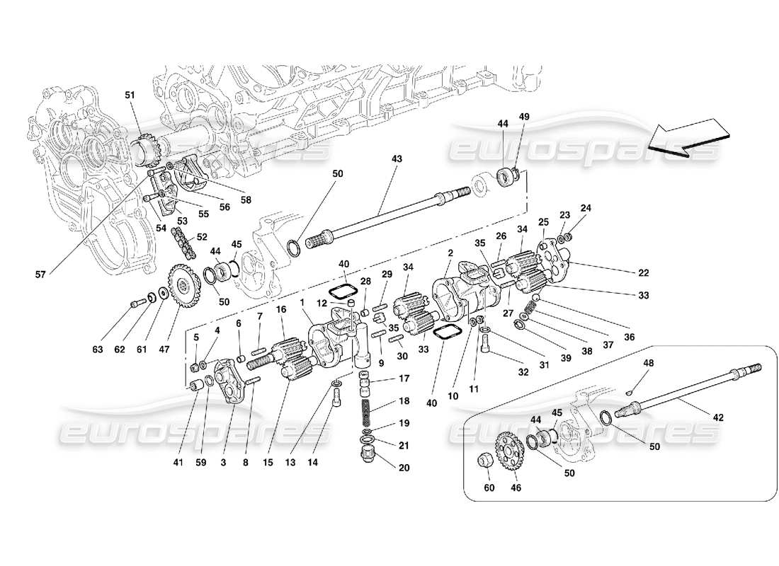 Ferrari 456 GT/GTA Schmierung – Ölpumpen Teilediagramm