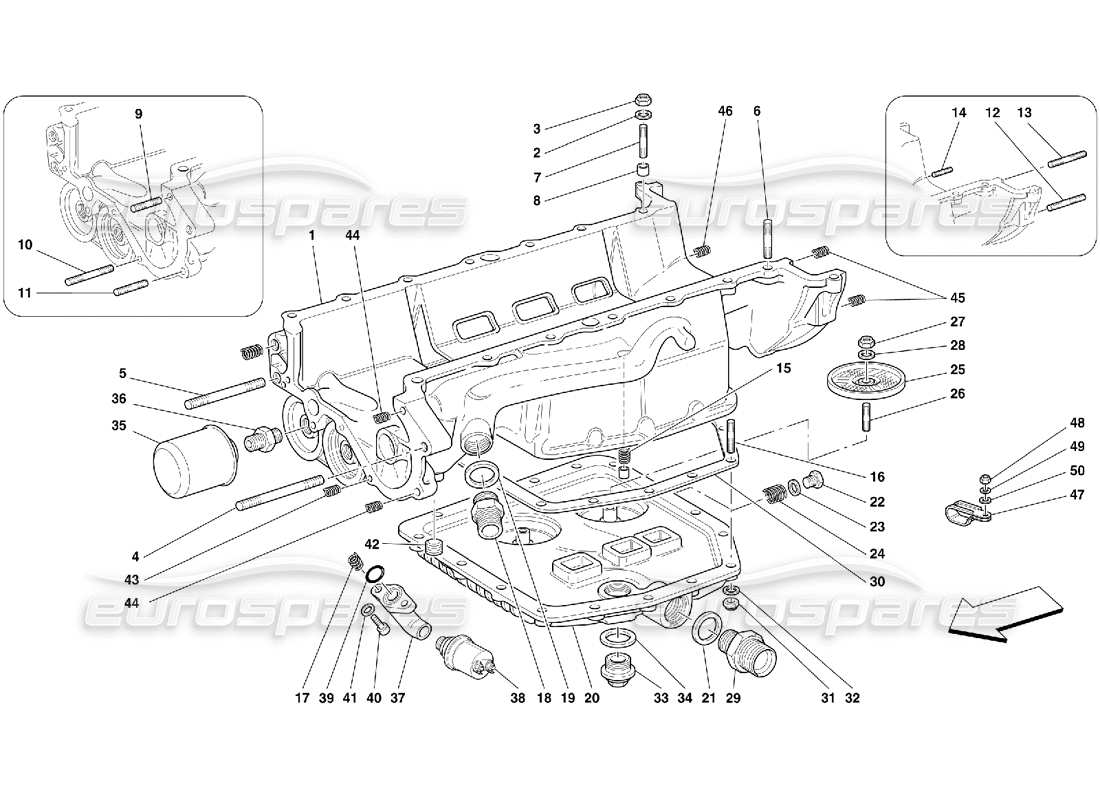 Ferrari 456 GT/GTA Schmierung – Ölwanne und Filter Teilediagramm