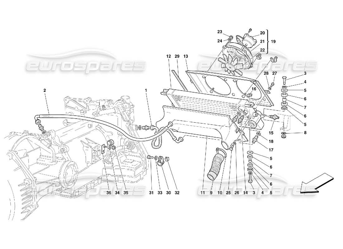 Ferrari 456 GT/GTA Getriebekühler – gültig für 456 GTA Teilediagramm