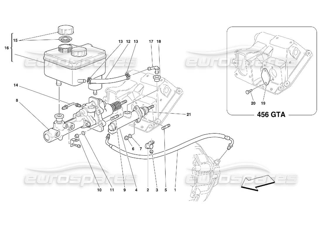 Ferrari 456 GT/GTA Brems- und Kupplungshydrauliksystem – gültig für GD Teilediagramm