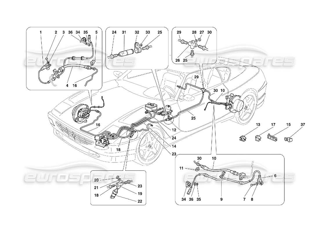 Ferrari 456 GT/GTA Bremssystem – Nicht für GD Teilediagramm