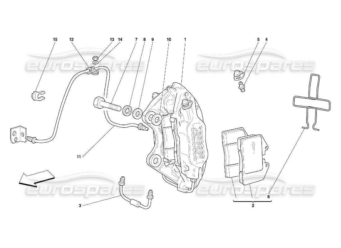 Ferrari 456 GT/GTA Bremssattel für Hinterradbremse Teilediagramm