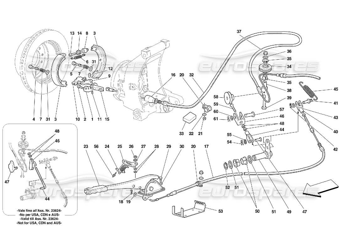 Ferrari 456 GT/GTA Handbremssteuerung – Gültig für 456 GTA Teilediagramm
