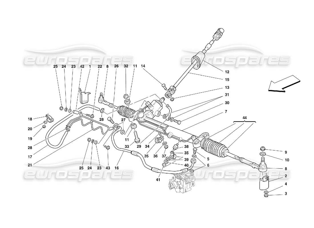 Ferrari 456 GT/GTA Hydraulisches Lenkgetriebe und Serpentine – gültig für GD Teilediagramm