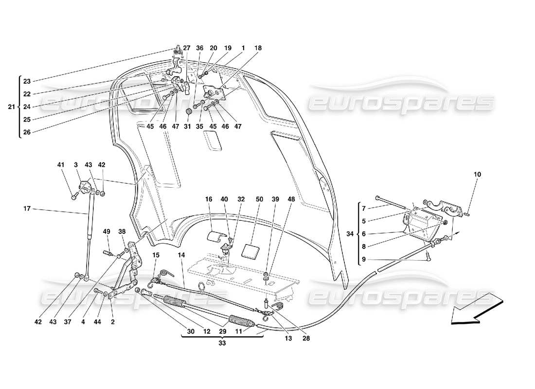 Ferrari 456 GT/GTA Motorhaube Teilediagramm