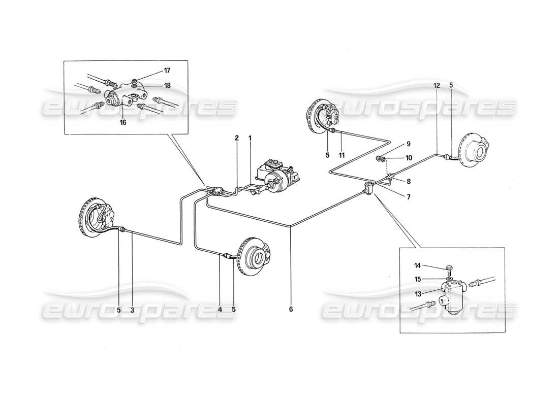 Ferrari 288 GTO Bremssystem Teilediagramm