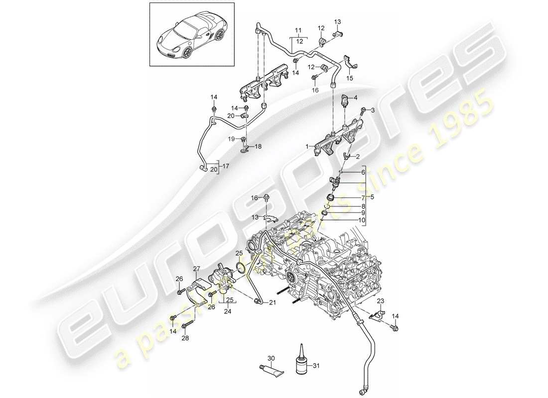 Porsche Boxster 987 (2011) Kraftstoffsammelrohr Teildiagramm