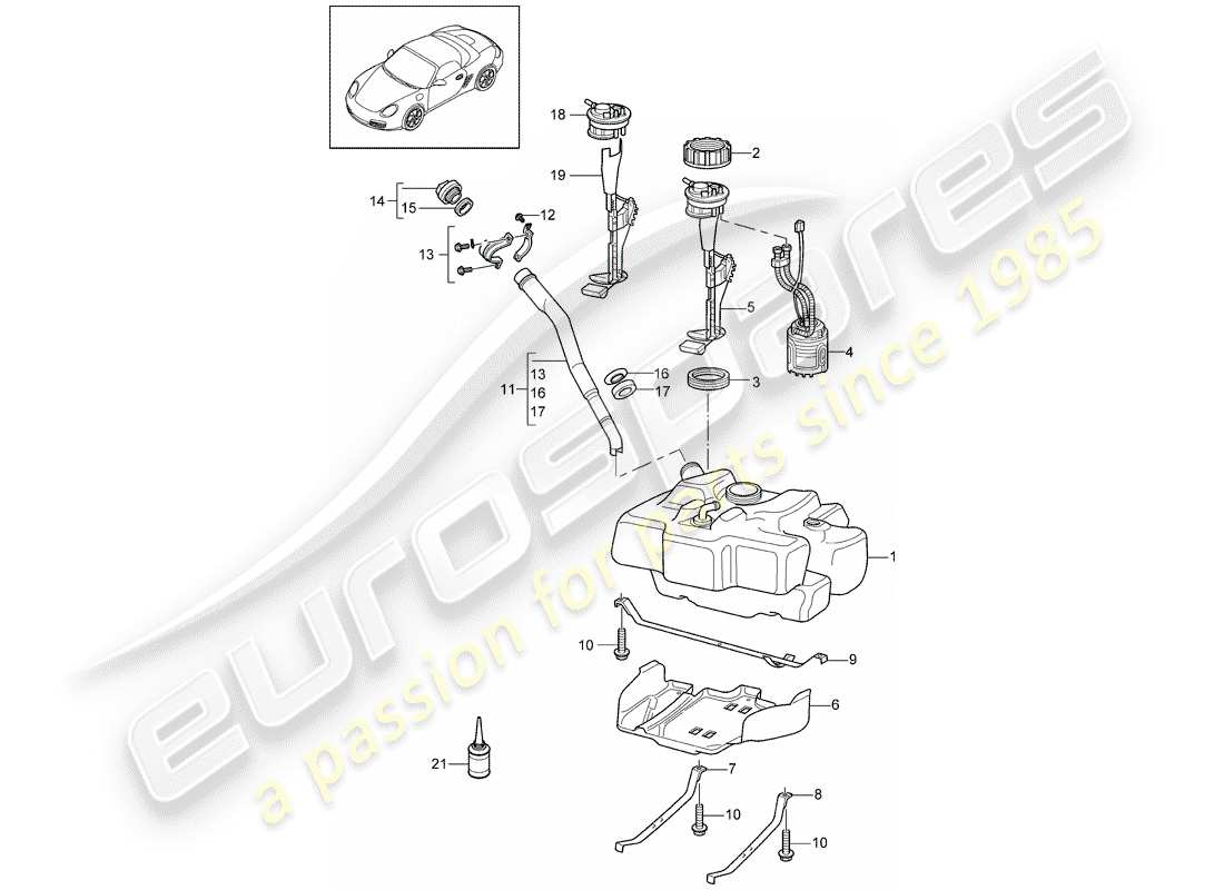 Porsche Boxster 987 (2011) Treibstofftank Teildiagramm