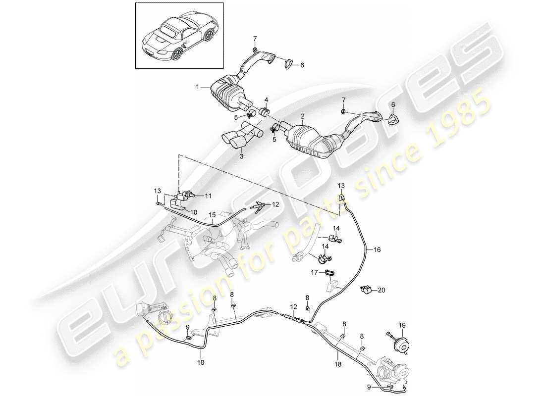 Porsche Boxster 987 (2011) Abgassystem Teildiagramm