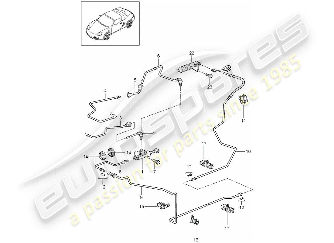 Porsche Boxster 987 (2011) hydraulische Kupplung Teildiagramm