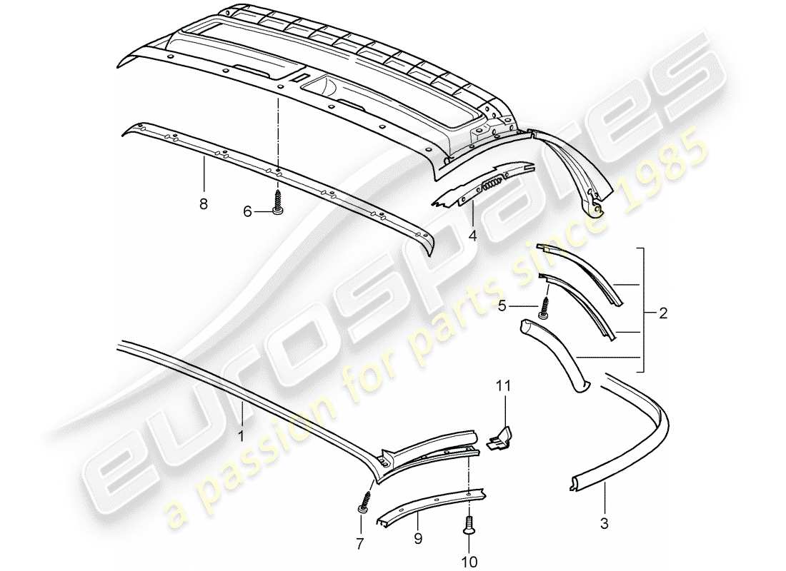 Porsche Boxster 987 (2011) Cabrioverdeck Teildiagramm