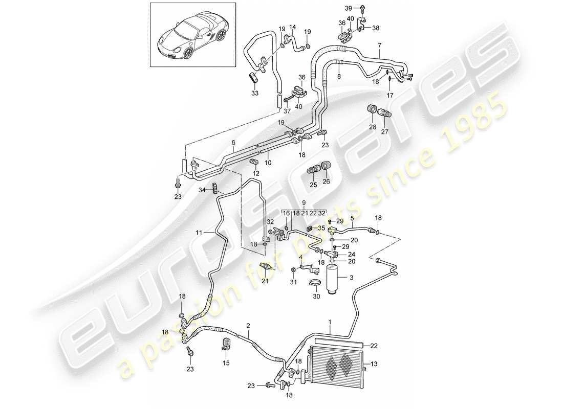 Porsche Boxster 987 (2011) Kältemittelkreislauf Teildiagramm